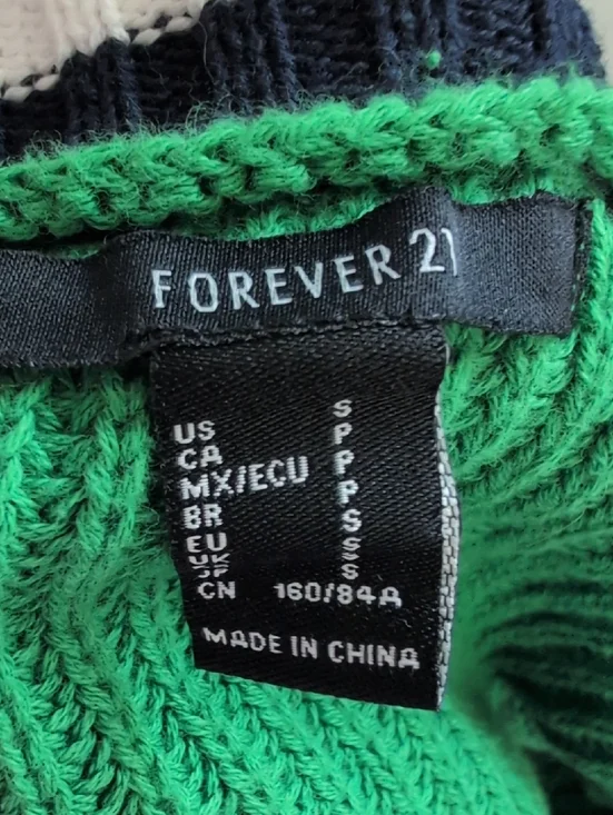 Forever 21 Green Knit Cropped Letter Cardigan Small - Picture 4 of 7